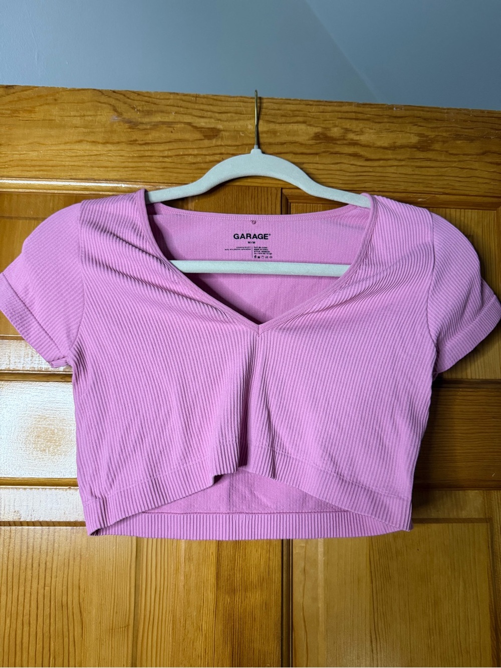 Garage Ribbed Cropped Top – Pink – Size M